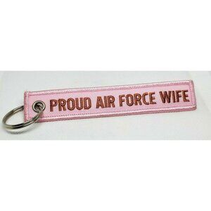 U.S Air Force Proud Airforce Wife Military Pink Embroidered Key Chain